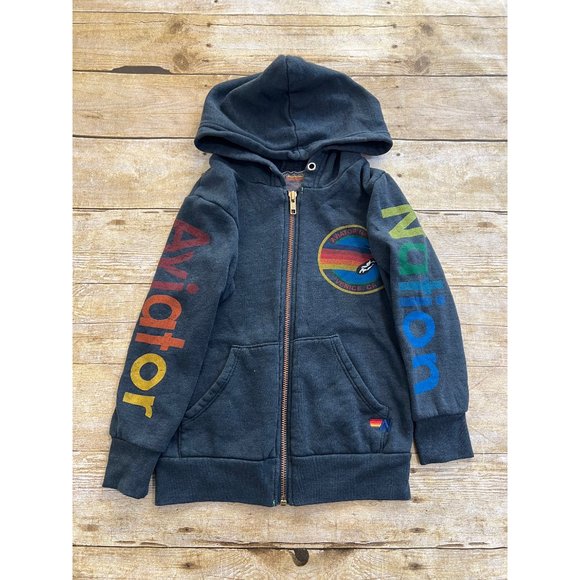 Aviator Nation Other - Aviator Nation Kids North Shore Zip Hoodie in Vintage Charcoal
